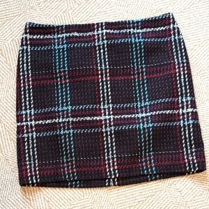 White House Black Market Plaid Mini Skirt - Black, Red, Blue